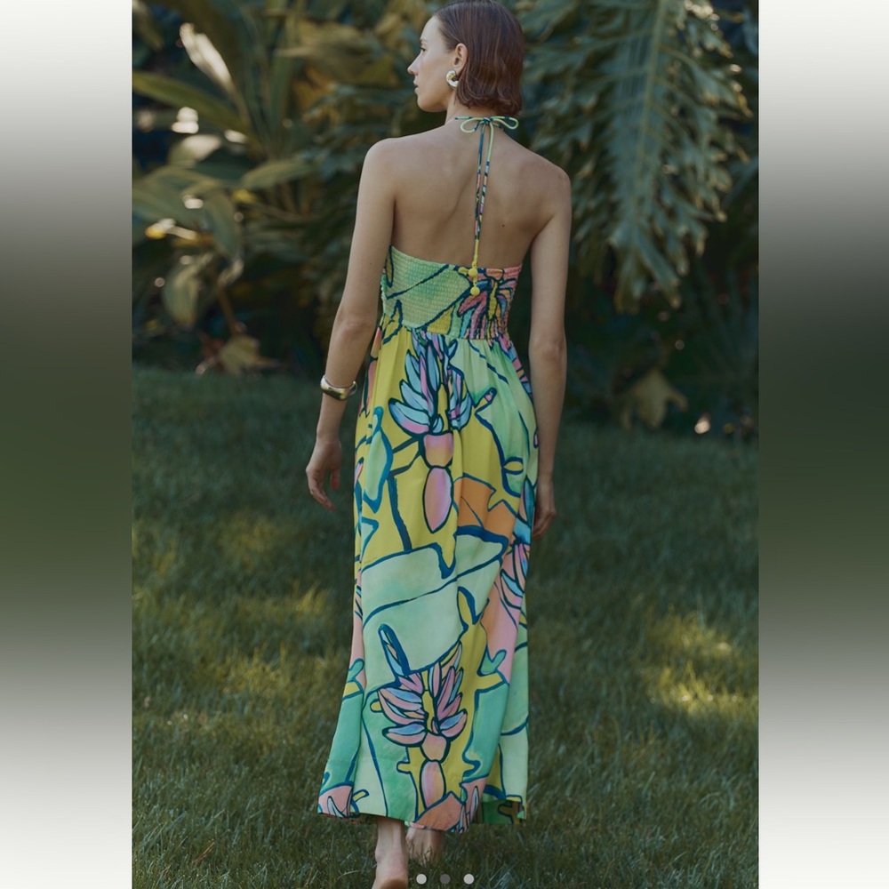 Farm Rio x Anthropologie Halter Printed Maxi Dress - Size Small NWT - Picture 2 of 7